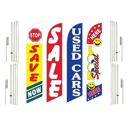 4 Swooper Flags With 4 Pole Kits Save Now Sale Used Cars Look Special Here