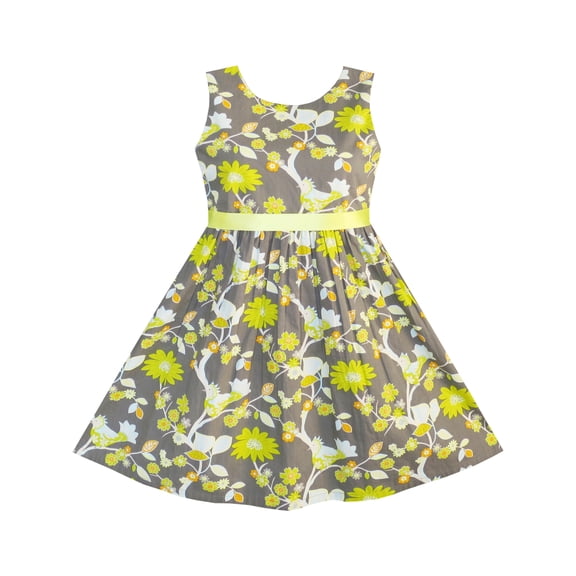 Girls Dress Flower Brown Sundress Summer Beach Dress 2-3 Years