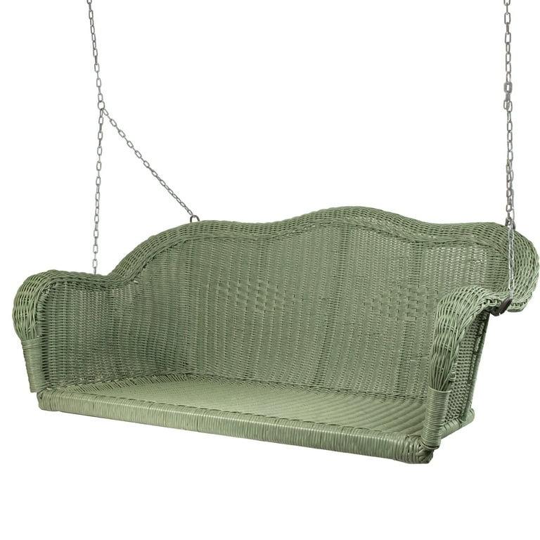 Northlight Hand Woven Resin Wicker Porch Swing with Chain - Green