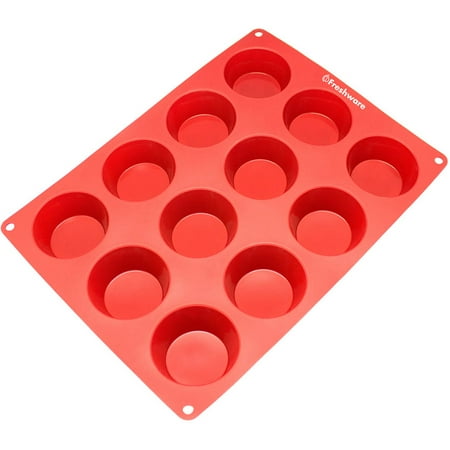 - Freshware 12-Cavity Muffin Silicone Mold for Cupcake, Brownie, Cornbread, Cheesecake and Pudding, CB-118RD