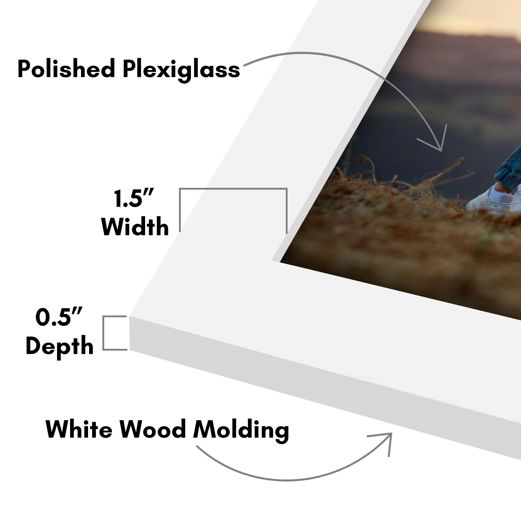 Americanflat 20x30 Picture Frame with Polished Plexiglass Wide Photo Frames Vertical Horizontal Epic - White