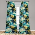 thumbnail image 2 of Flowers Window Curtains, Wild Blooming Floral Botanical Pattern in Abstract Cold Colors Modern Nature, Lightweight Decor 2-Panel Set with Rod Pocket, Pair of - 28"x63", Mustard Teal Blue, by Ambesonne, 2 of 3