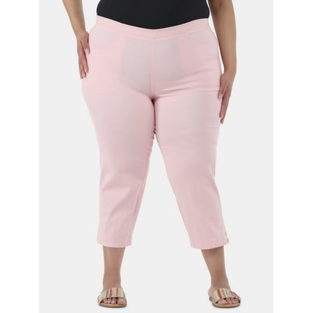 JMS Just My Size by Hanes Women's Plus Snap Hem Pull On Cropped Pants, 23" Inseam, Sizes 0X-4X