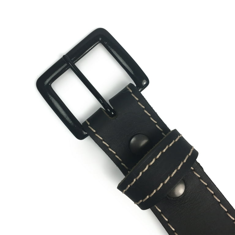 Black Leather Belt with Solid Brass Hardware