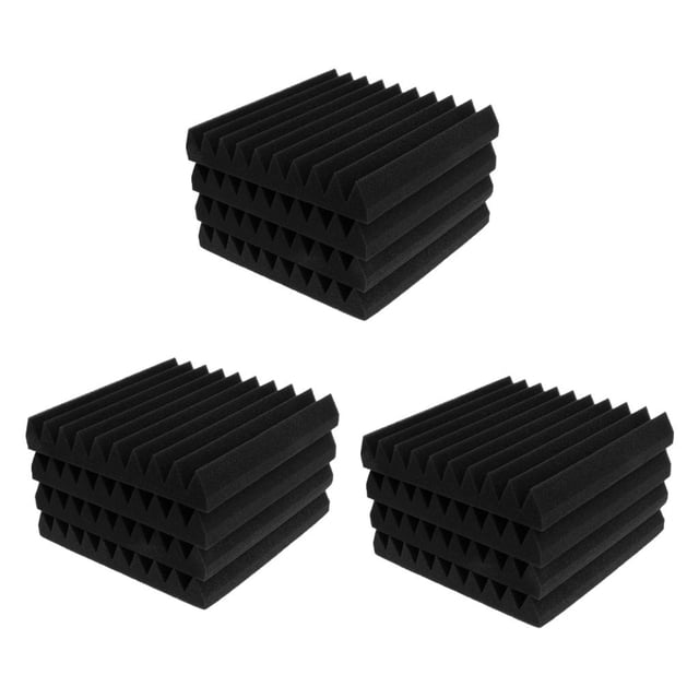 12 Piezas De Espuma Acústica Negro Ranuras Triangulares Paneles De Esponja De Insonorización Gloria Panel de espuma acústica de estudio