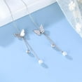 thumbnail image 4 of Sterling Silver Butterfly Threader Earrings Dangle Chain for Women Teens Pearl Long Dangle Earrings Tassel, 4 of 5