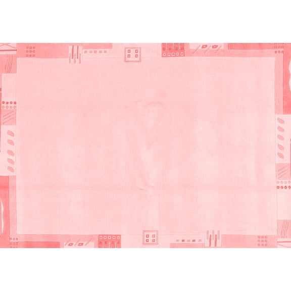 Ahgly Company Machine Washable Indoor Rectangle Solid Red Modern Area Rugs, 5' x 7'