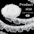 thumbnail image 4 of Double Layer Polyester Organza Pleated Lace Trim Ribbons White 2-3/8 inch(60mm) about 10.00 Yards(9.14m)/pc, 4 of 9