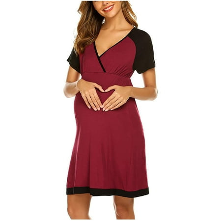 

Everyday Savings Women s Splicing Short Sleeve Breastfeeding Pregnant Maternity Nursing Dress