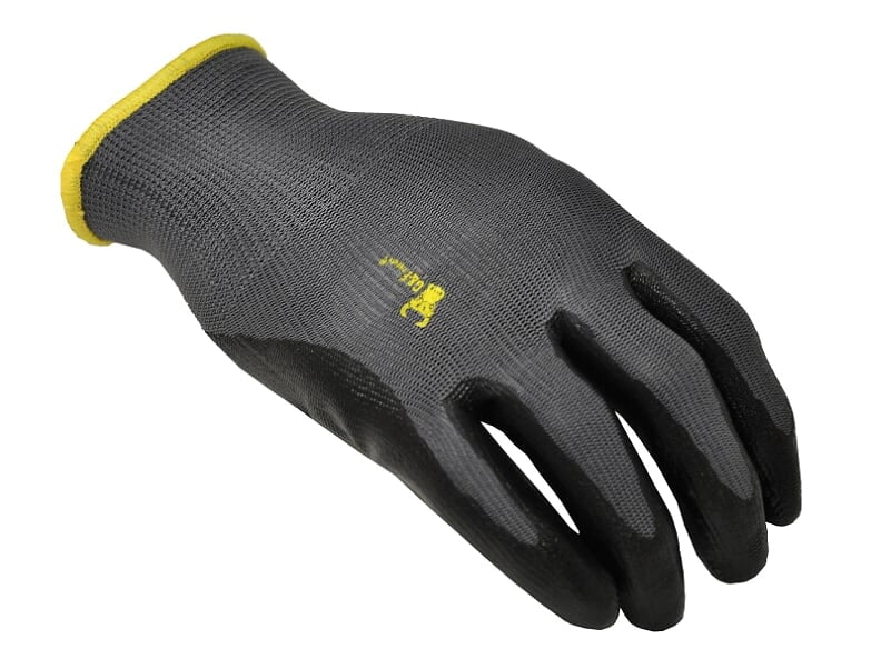 G & F Seamless Knit Nylon Nitrile-Coated Work Gloves, Black, Large, 6 Pairs