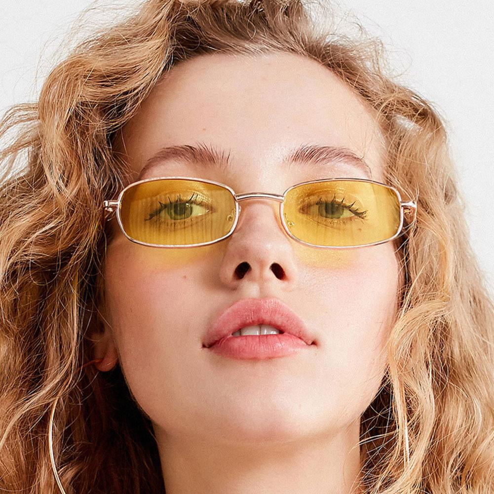 ZXCVWWE Vintage Small Rectangle Sunglasses Women Men Retro Summer