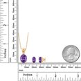 thumbnail image 2 of 18K Yellow Gold Plated Silver Purple Amethyst and Pink Lab Grown Diamond Pendant and Earrings Jewelry Set for Women (5.54 Cttw, Gemstone Birthstone, Oval 11X9MM and 8X6MM with 18 inch Silver Chain), 2 of 3