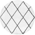 thumbnail image 3 of Bliss Rugs Shag Contemporary Diamond Round Rug for Living Room, Dining Room | White, 5'3''Round, 3 of 5