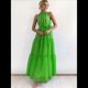 thumbnail image 4 of Vestido Maxi Floral de Verano para Mujer, Sin Mangas, Cuello Halter, Volantes Sueltos, Bohemio con Cinturón Verde XL, 4 of 9