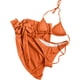 thumbnail image 2 of Traje de baño para mujer, bikini de color liso sin espalda con cordón y tirantes divididos, conjunto de tres piezas, trajes de baño para mujer, 2 of 5