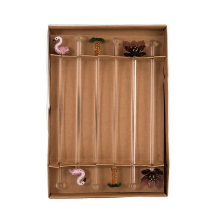 Beachcombers SS-BCS-20822 8 inch Flamingo Variety Drink Stirs, Set of 6