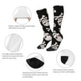 thumbnail image 3 of Xecao black white Skull bone print thigh-high socks, crafted for both men and women with a stretchy, high-opaque design perfect for daily wear, 3 of 6