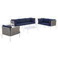 thumbnail image 2 of Modway Harmony 8-Piece  Sunbrella® Basket Weave Outdoor Patio Aluminum Seating Set in Tan Navy, 2 of 10