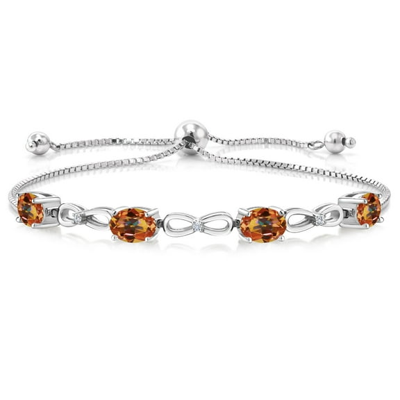 Gem Stone King 4.02 Ct Ecstasy Mystic Topaz E-F Lab Grown Diamond 925 Sterling Silver Bracelet for Women