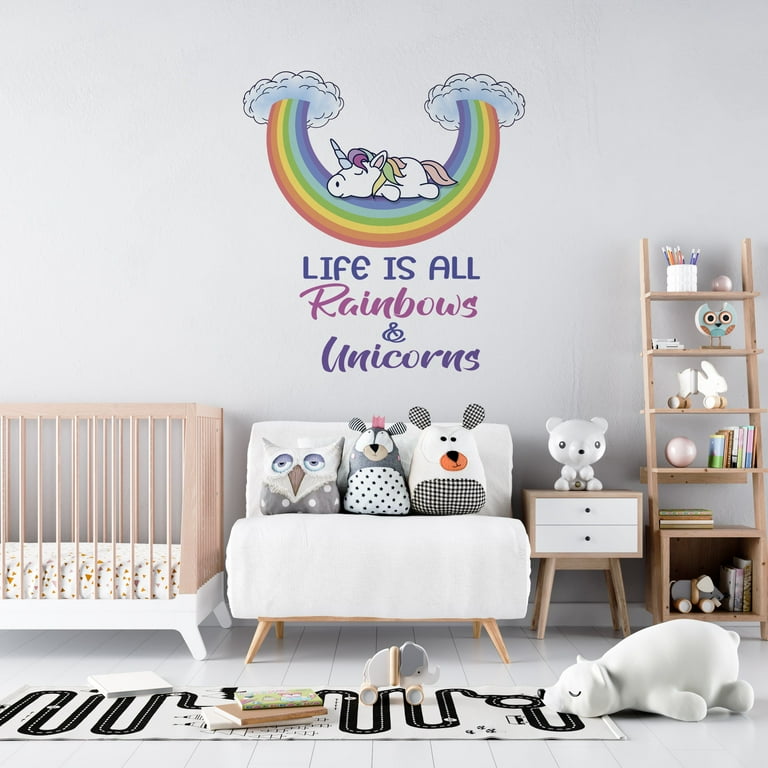 AdesiivoStudio Rainbow Unicorn Wall Decals Peel And Stick For Kids