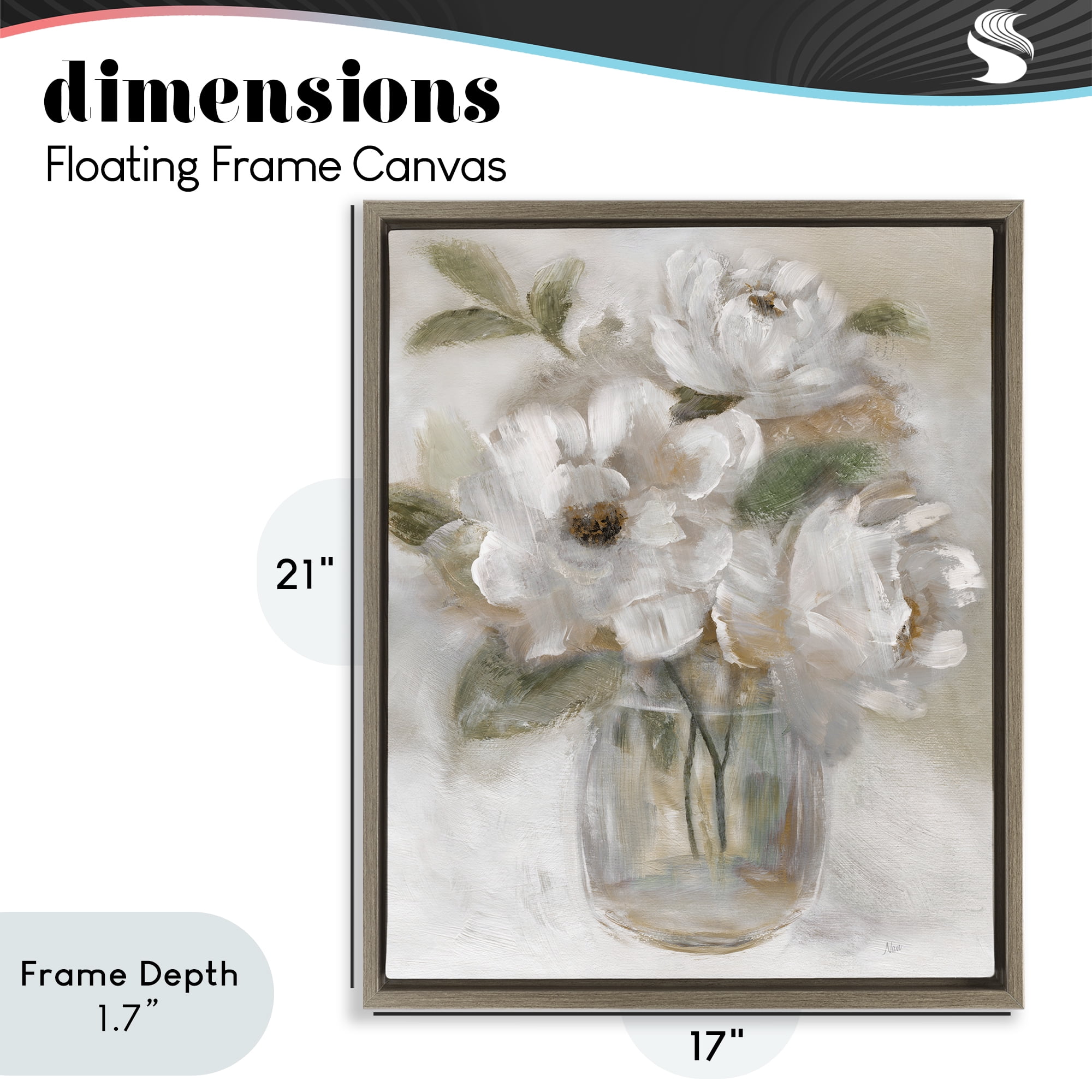 Stupell Industries Brushed Neutrals Bouquet Brown Framed Floater Canvas Wall Art, design by Nan
