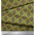 thumbnail image 2 of Soimoi Green Cotton Duck Fabric Stripe & Diamond Geometric Print Fabric by the Yard 56 Inch Wide, 2 of 3