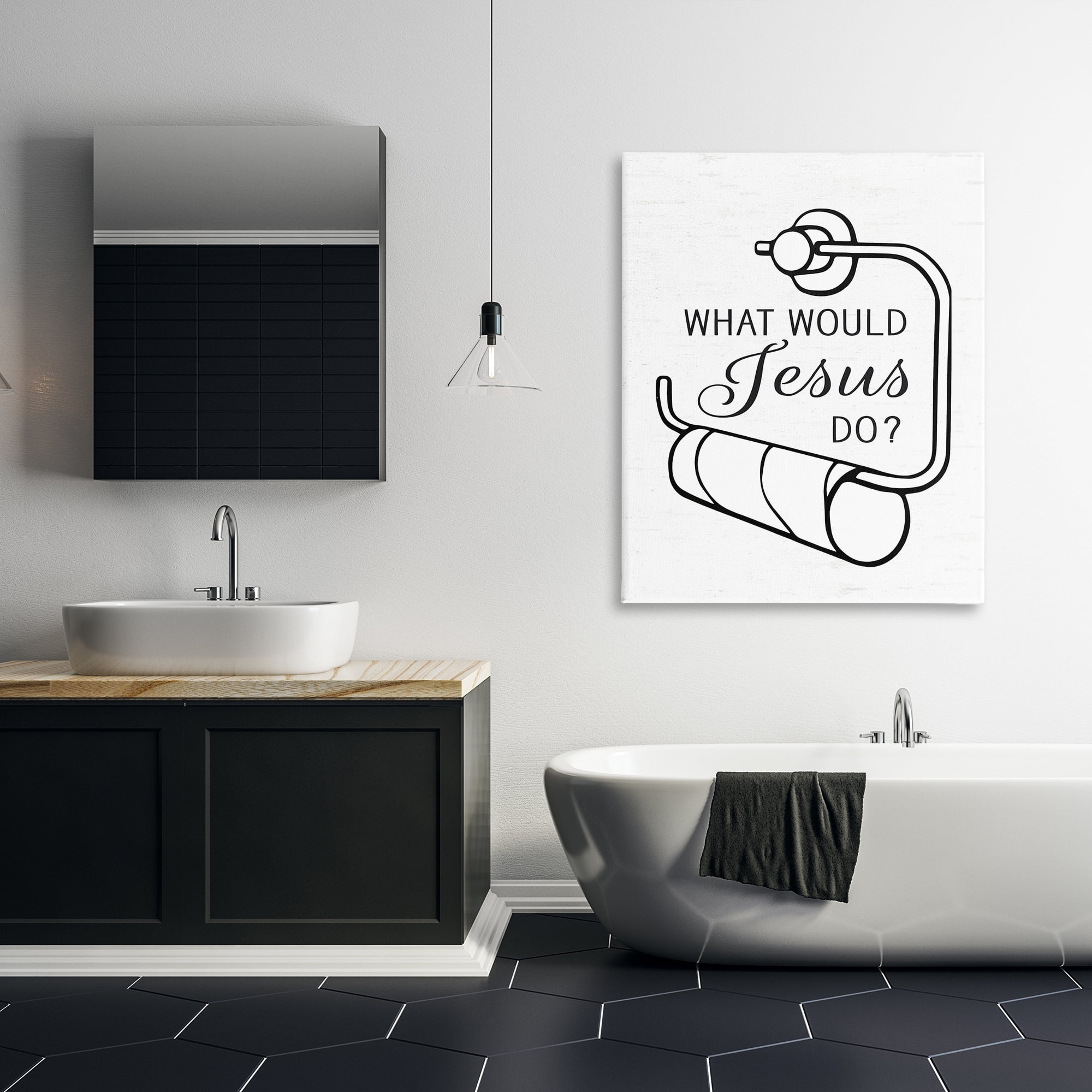 What Would Jesus Do Toilet Paper Canvas Wall Art, design by Lettered and Lined