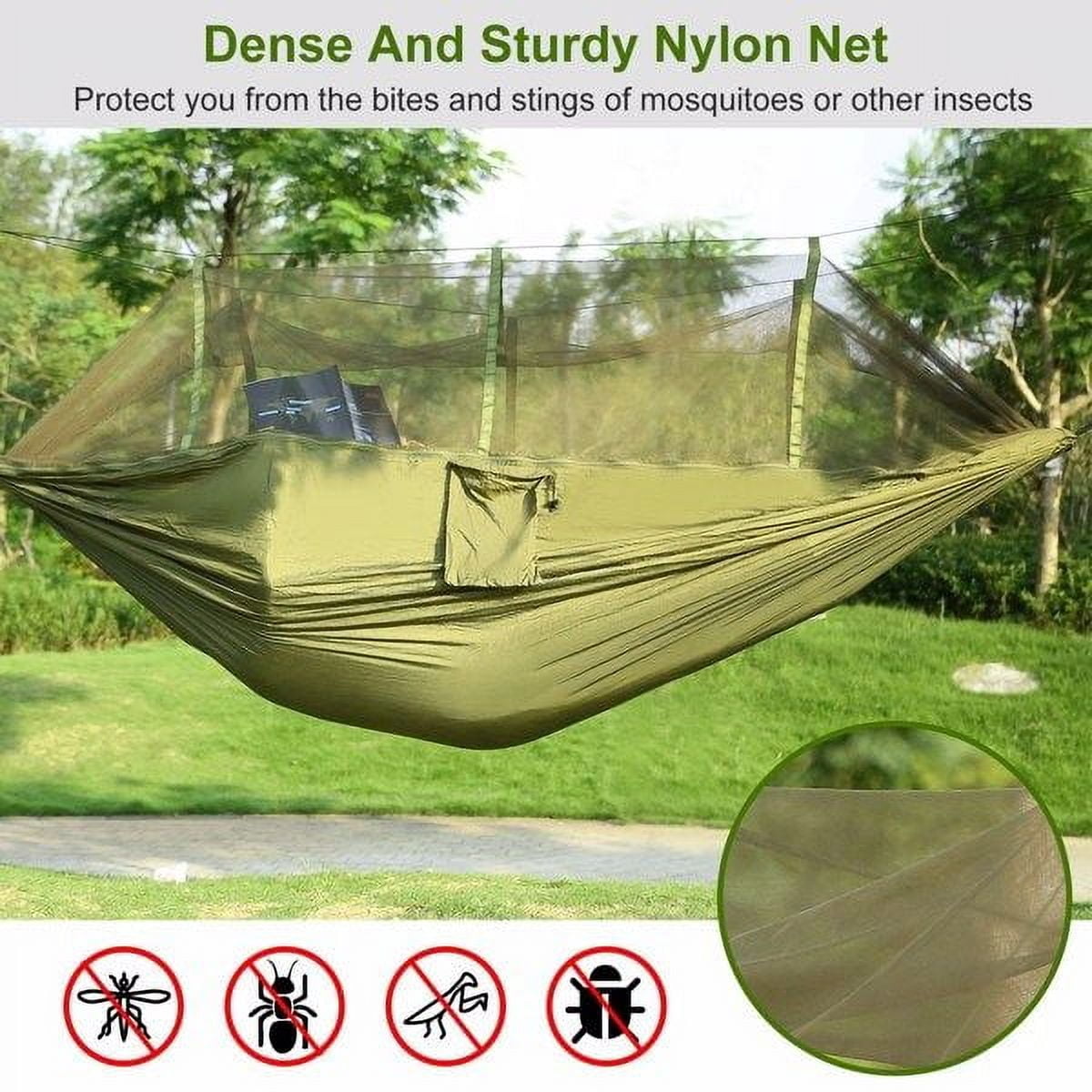 Camping Hammock  Portable Double Hammock with Net 600lbs Load 2 Persons Hammock w/Mosquito Net Outdoor Hiking Camping Hommock Portable Nylon Swing Hanging Bed w/ Strap Hook Carry Bag