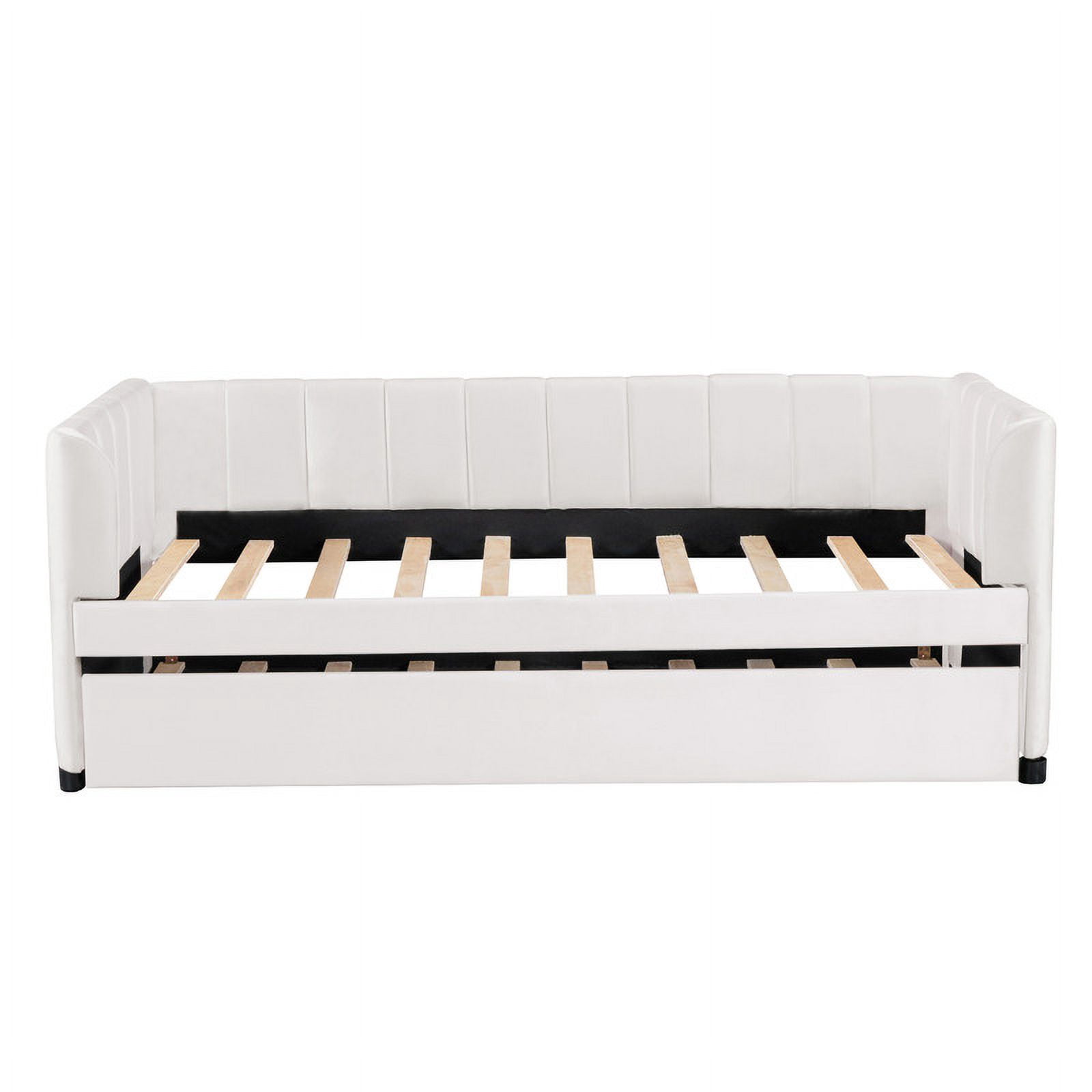 Aukfa Daybed with Trundle, Twin Size Upholstered Bed Frame, Velvet, Beige