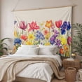 thumbnail image 3 of Colorful Tulip Tapestry for Bedroom Wall Hanging Tapestry, Spring Floral Watercolor Botanical Rustic Ceiling Backdrop Tapestries Poster Blanket Wall Decor for Teens Room Living Room Dorm 55" x 73", 3 of 8