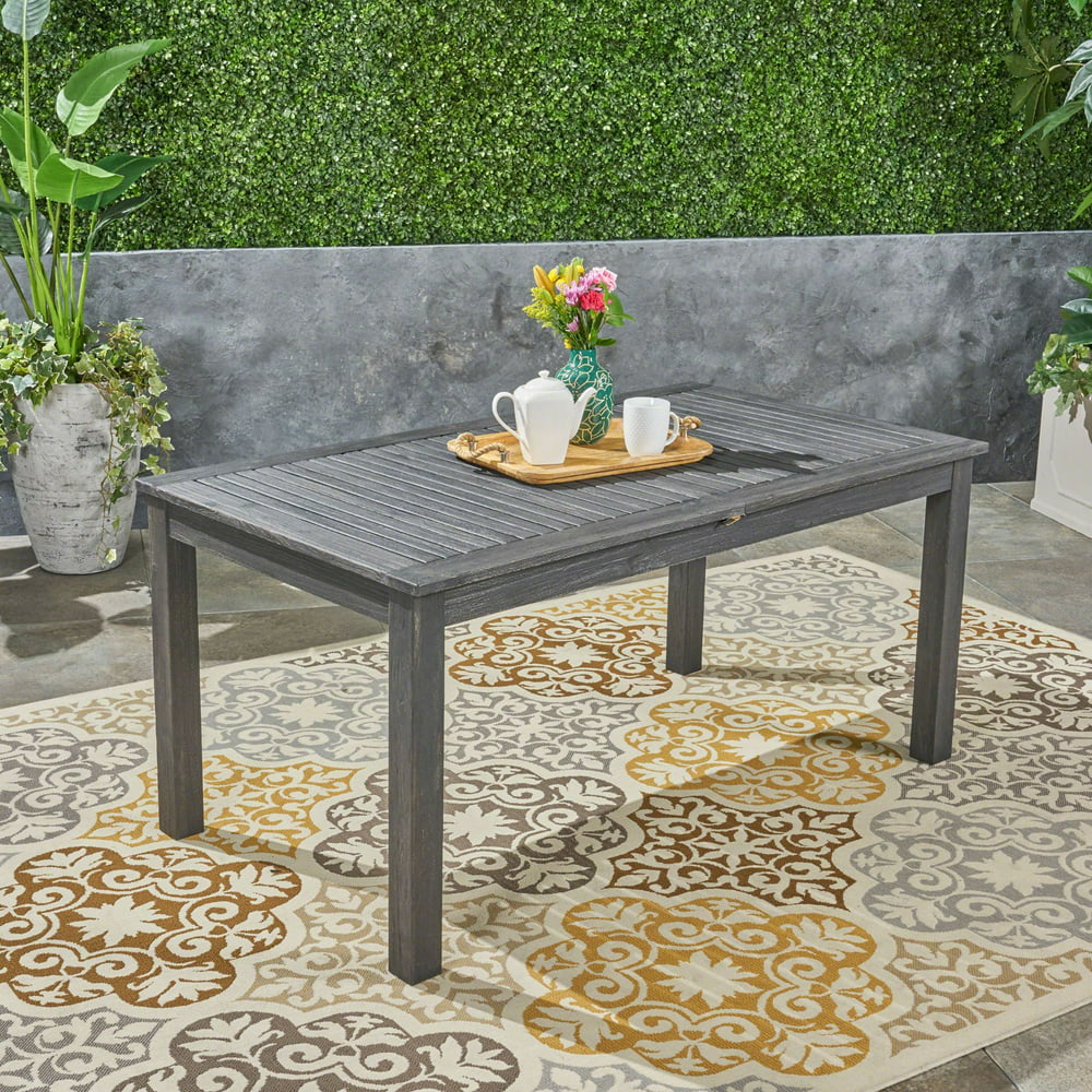 79" Gray Contemporary Rectangular Expandable Outdoor Patio Dining Table
