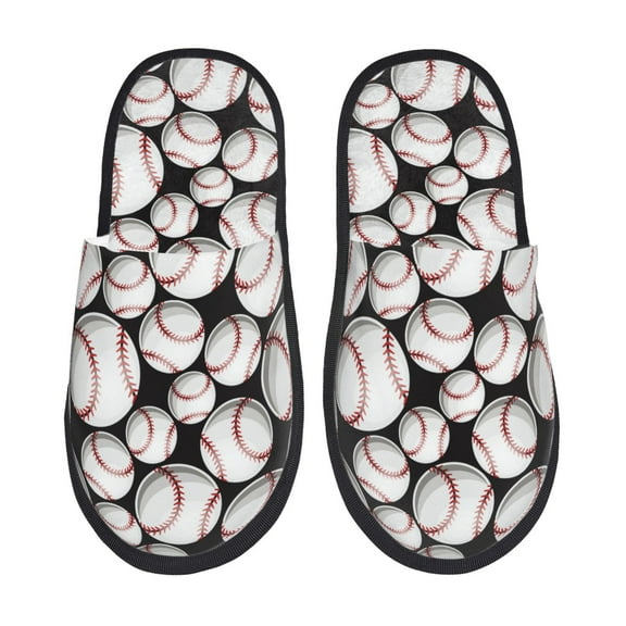 Yiaed Cute Baseball Print Unisex House Slippers, Slip on Warm Shoes Indoor Outdoor with Anti-slip sole-Medium