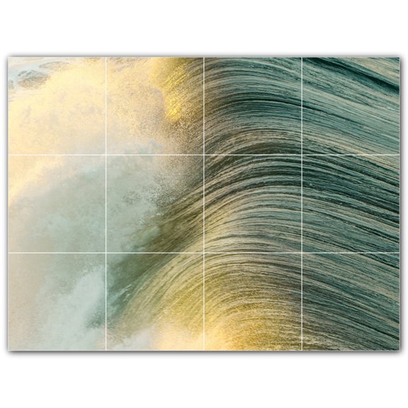Picture-Tiles.com: Waves Ceramic Tile Wall Mural WAL501160-43S. 17"W x 12.75"H using (12) 4.25" x 4.25" Ceramic Tiles-Satin Finish