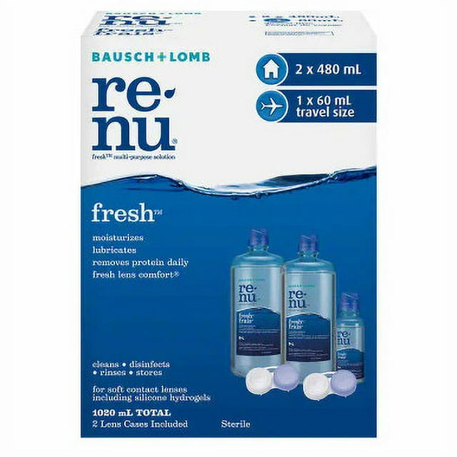 ReNu Fresh Solution Polyvalente - 2 x 480 ml + 60 ml / Soin Complet des Lentilles de Contact