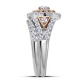 thumbnail image 3 of 14kt White Gold Womens Round Diamond Double Halo Rose-tone Bridal Wedding Engagement Ring Band Set 2.00 Cttw 114002, 3 of 3