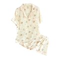 thumbnail image 3 of Gunia Women'S Pajama Sets Spring And Summer Thin Breathable And Cool Home Clothes Lapel Short Sleeve Shorts Pajamas Set Sleepwear Pjs M-Xl, 3 of 3