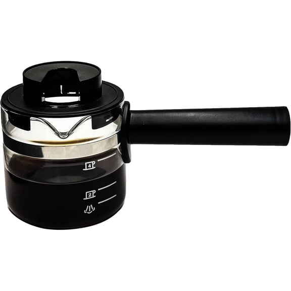 4 Cup Borosilicate Glass Espresso Carafe Replacement with Removable Lid, Black Handle