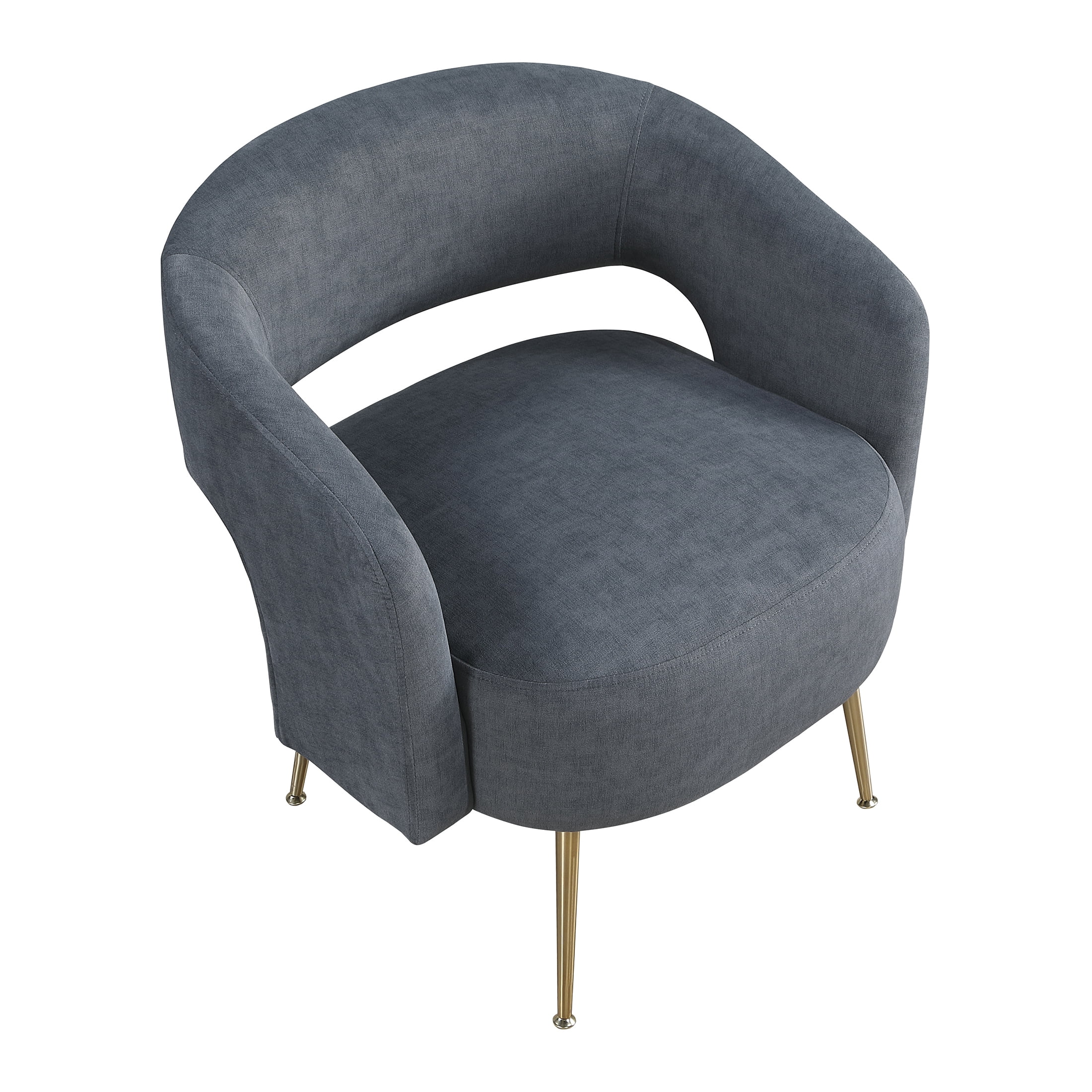 OakvillePark Arcluna Velvet Accent Chair with Metal Legs, Dark Gray