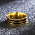 thumbnail image 6 of 6mm Black Gold Plating Band Man Women's Stainless Steel Ring Size 6-12, 6 of 7