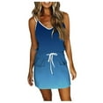 thumbnail image 1 of PENGXIANG Robe Décontractée Dégradée pour Femmes, Col en V, Sans Manches, Ample, avec Poches, 1 of 3