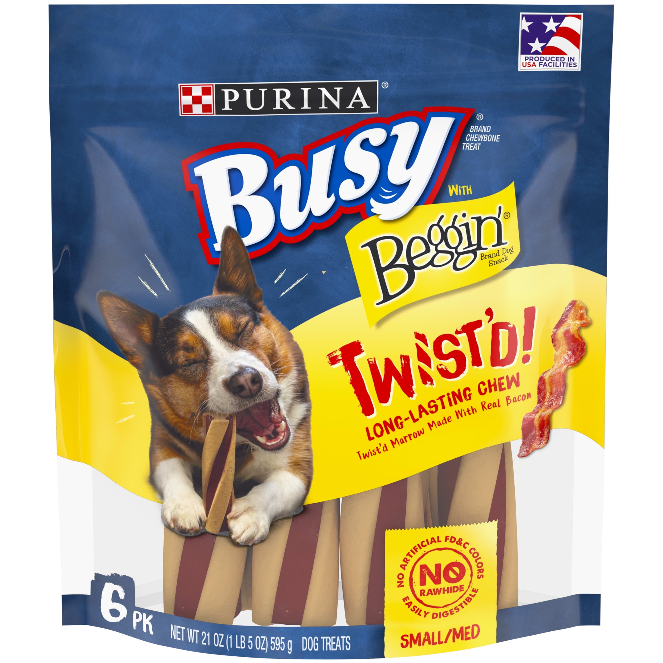 Purina Busy Bone Small Medium Dog Treats Original Pork Long Lasting Chews 35 oz Pouch 10 Count Walmart