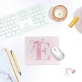 thumbnail image 2 of Coquette Trendy Initial E Pink Bow Mouse Pad,Personalized Pink Desk Mat Teen Girl Gifts,Monogrammed Gifts for Women,Pink Mouse pad for Desk Home Office Gaming Working,9x8 inches, 2 of 3
