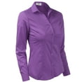 thumbnail image 4 of Doublju Women's Long Sleeve Slim Fit Button Down Dress Shirt (Plus Size Available), 4 of 5