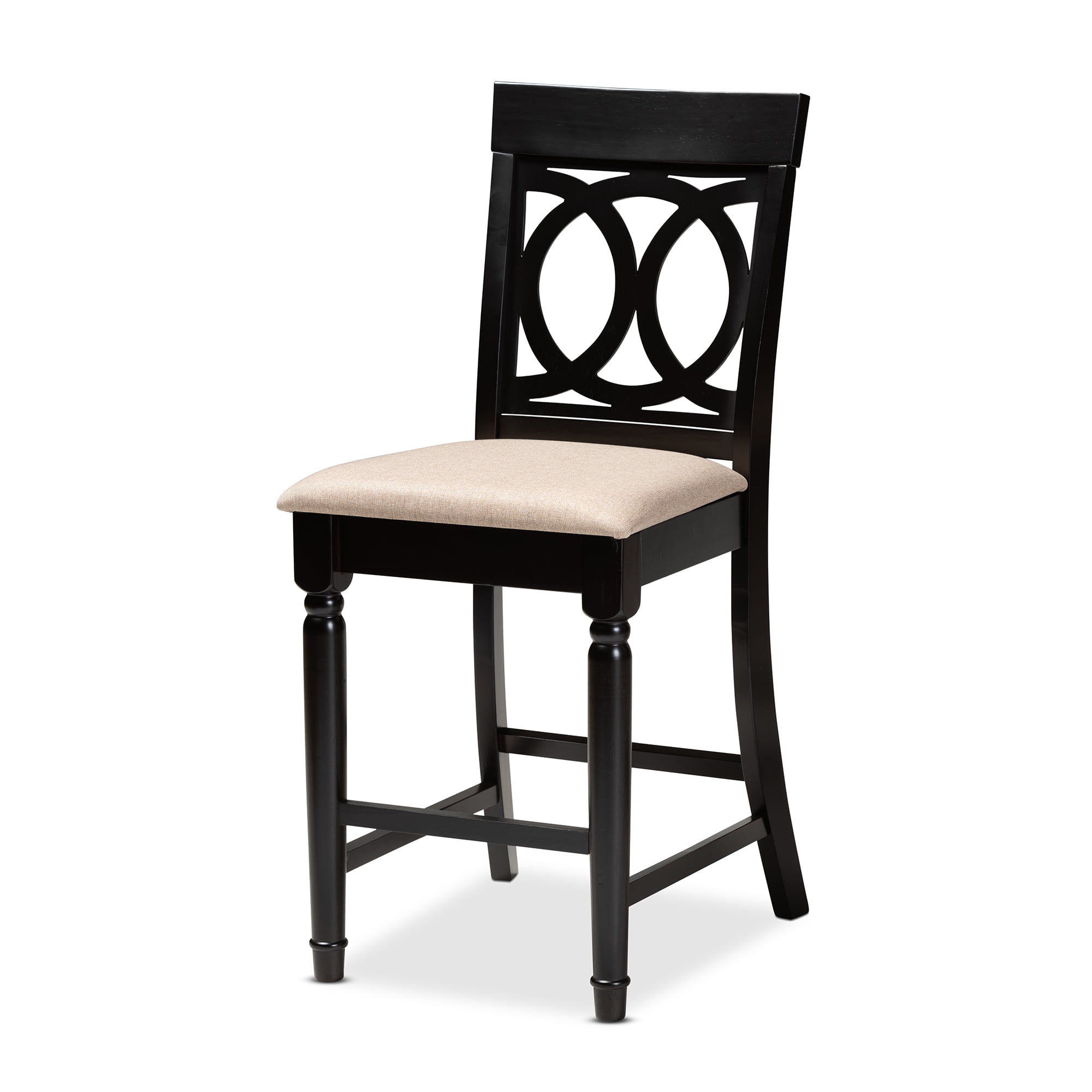Baxton Studio Verina Modern and Contemporary Sand Fabric Upholstered Espresso Brown Finished 5-Piece Wood Pub Set
