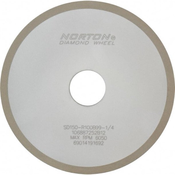 Norton 6" Diam x 11/4" Hole x 1/4" Thick, 150 Grit Surface Grinding Wheel Diamond, Type 1A1