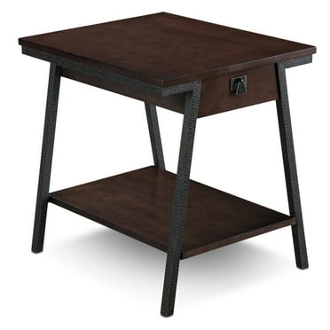 Leick Home 11407 Empiria One Drawer Side Table, Walnut and Foundry Bronze