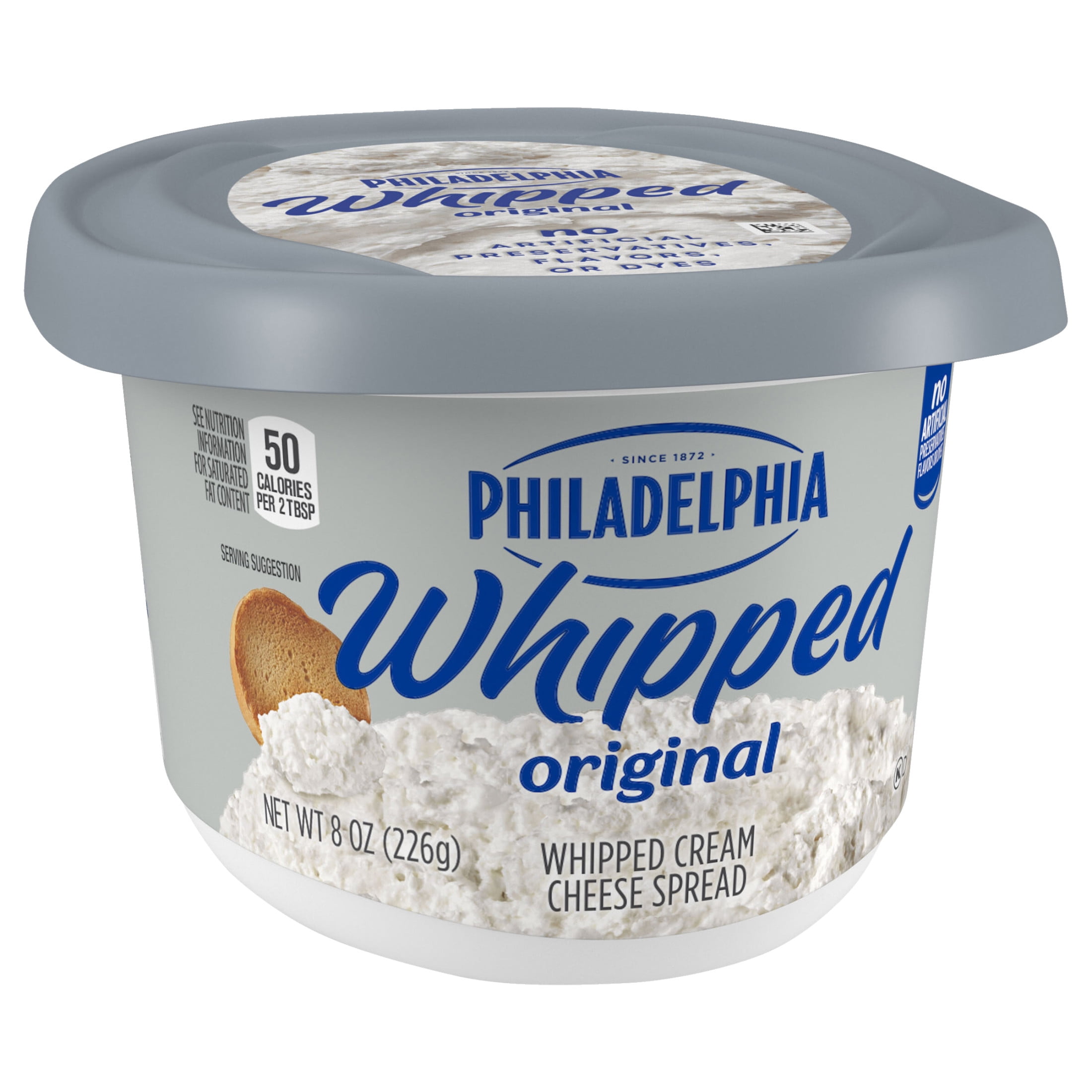 Philadelphia Whipped Cream Cheese Spread, 1 Tub, for Smooth, Spreadable Mornings, Original, No Artificial Preservatives, Flavors or Dyes, 8 oz
