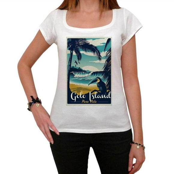 T-Shirt Graphique pour Femmes Golo Île Pura Vida Plage Éco-Responsable Dames Édition Limitée Tee-Shirt à Manches Courtes Vintage Anniversaire Cadeau Nouveauté