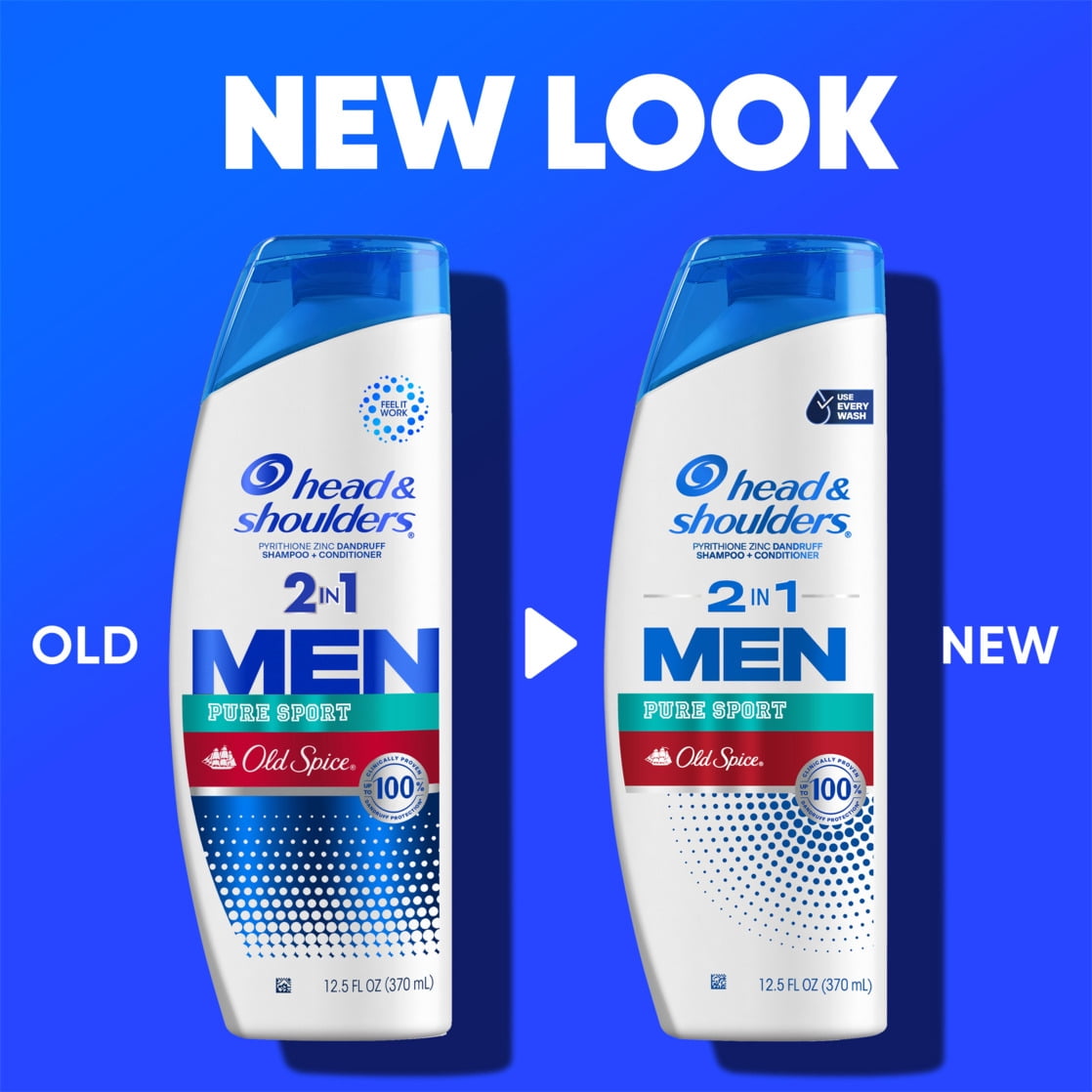 (6 pack) Head & Shoulders Mens 2 in 1 Dandruff Shampoo and Conditioner, Old Spice Pure Sport, 12.5 oz