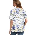 thumbnail image 3 of NAMTYQX V Neck T Shirts for Women Button V Neck Loose Graphic Tee Short Sleeve Womens Graphic T Shirts Light Purple Size M, 3 of 4